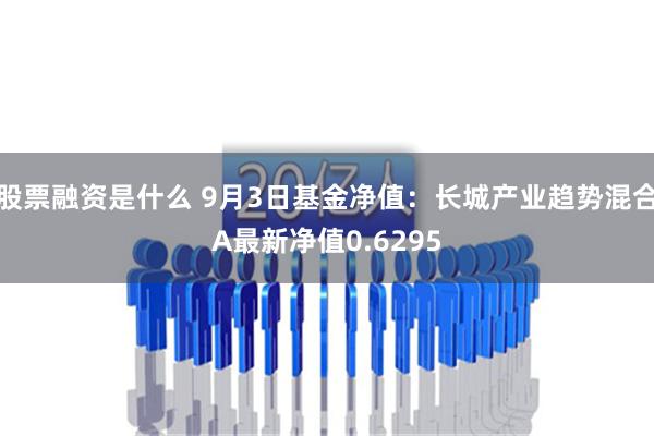 股票融资是什么 9月3日基金净值：长城产业趋势混合A最新净值0.6295