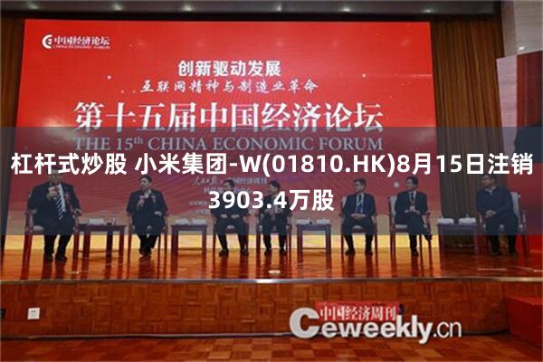 杠杆式炒股 小米集团-W(01810.HK)8月15日注销3903.4万股