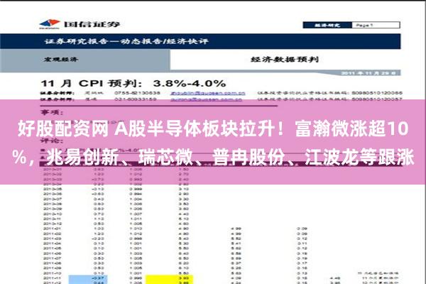 好股配资网 A股半导体板块拉升！富瀚微涨超10%，兆易创新、瑞芯微、普冉股份、江波龙等跟涨